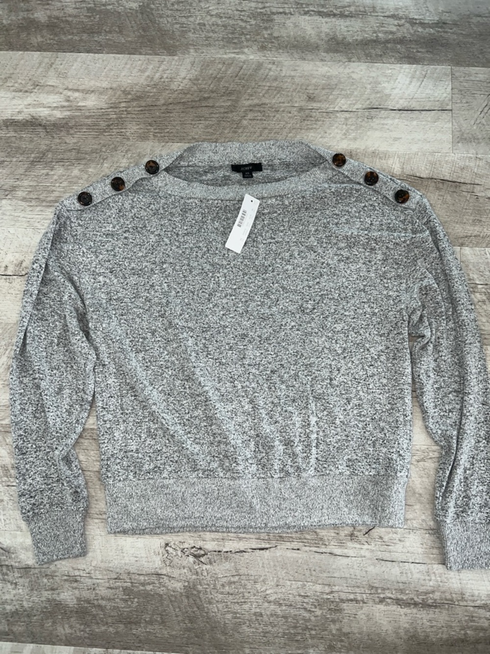 NEW J. Crew Heather Gray Sweater with Button Details